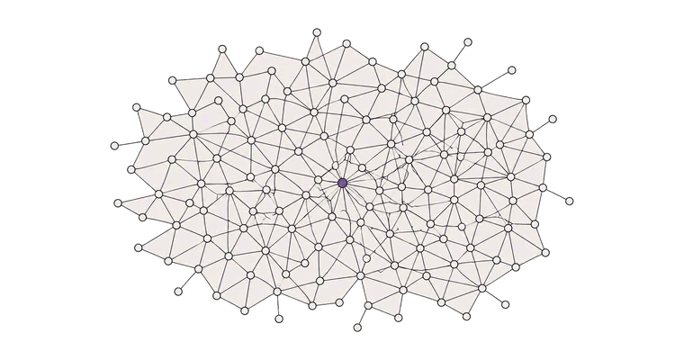 An interaction network of compounds with one emergent relationship highlighted at the center.